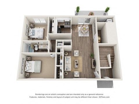 Floor plan for 2 beds, 1 bath, 1147 sqft